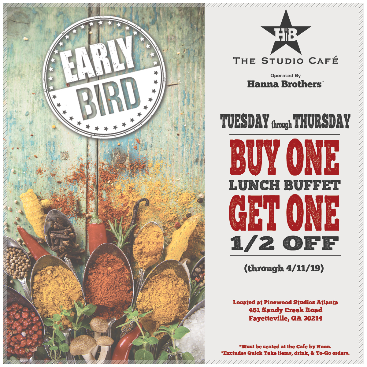 Early Bird Lunch Special The Studio Cafe Operated By Hanna Brothers early-bird-lunch-special-the-studio-cafe-operated-by-hanna-brothers