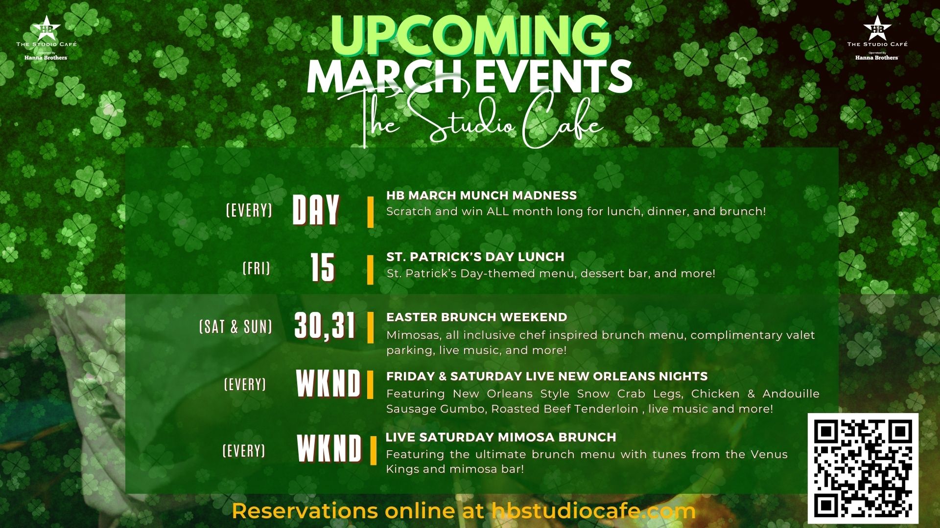 Friday & Saturday New Orleans Nights The Studio Cafe Operated by